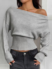 One-Shoulder Cropped Sweater