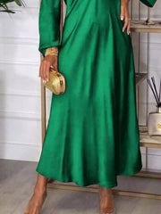 V-Neck Long-Sleeve Midi Dress - Plus Size