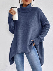 Turtleneck Drop-Shoulder Sweater