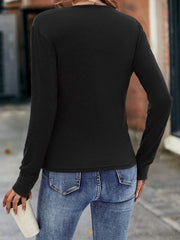 Ruched Surplice Long-Sleeve Tee