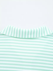 Stripe Quarter Zip Collar Long-Sleeve Top