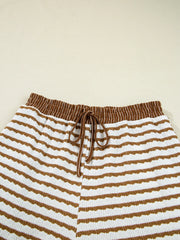 Stripe Collared Top and Drawstring Pant Set