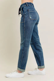 Judy Blue HW Vintage Wash Jeans W/ Drawstring - Plus Size
