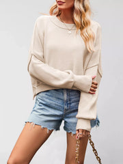 Round-Neck Drop-Shoulder Sweater