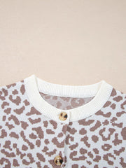 Leopard Drop-Shoulder Chunky Knitted Cardigan