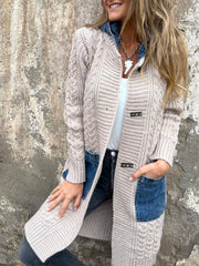 Hooded Cable Knit Longline Cardigan - Plus Size