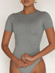 Round-Neck Short-Sleeve Swim Top