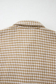 Button-Down Houndstooth Color-Block Shacket