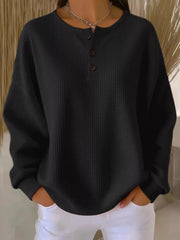 Waffle Knit Half Button Tee - Plus Size