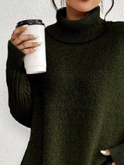 Turtleneck Drop-Shoulder Sweater