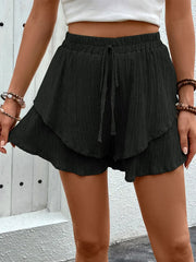Tied Layered High-Waist Shorts