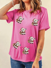 Santa Claus Deliver Gifts Sequin Short-Sleeve Tee