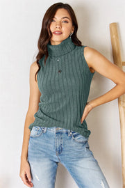 Ribbed Turtleneck Tank - Plus Size