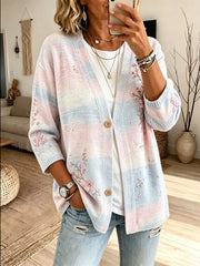 Full Size Floral V-Neck Button-Down Cardigan Plus Size