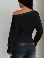 One-Shoulder Cropped Sweater