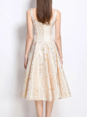 Floral A-Line Sleeveless Midi Dress