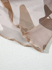 Camouflage Print Mesh Long-Sleeve Top