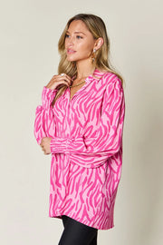 Printed Smocked Long-Sleeve Blouse - Plus Size