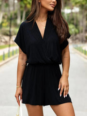 Surplice Short-Sleeve Romper