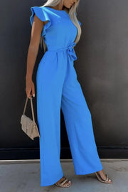 Round-Neck Cap Sleeve Jumpsuit