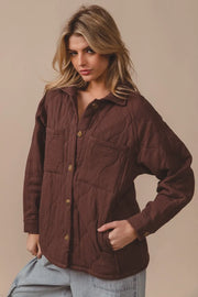BiBi Quilted Wrinkle Gauze Long-Sleeve Shacket