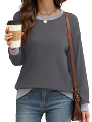 Contrast Trim Crew Neck Sweatshirt