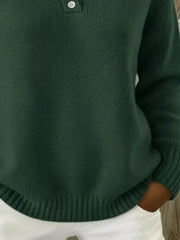 Button Detail Drop-Shoulder Sweater - Plus Size