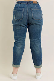 Judy Blue HW Vintage Wash Jeans W/ Drawstring - Plus Size