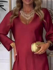 V-Neck Long-Sleeve Midi Dress - Plus Size