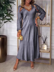 V-Neck Long-Sleeve Midi Dress - Plus Size