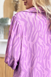 Printed Smocked Long-Sleeve Blouse - Plus Size