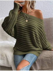 One-Shoulder Rib-Knit Sweater