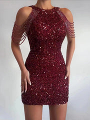 Sequin Embellished Bodycon Mini Dress - Plus Size