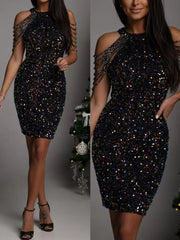 Sequin Embellished Bodycon Mini Dress - Plus Size