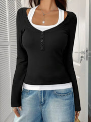 Scoop Neck Long-Sleeve Tee