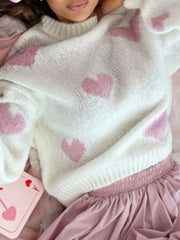 Heart Round-Neck Knitted Sweater