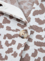 Leopard Drop-Shoulder Chunky Knitted Cardigan