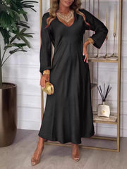V-Neck Long-Sleeve Midi Dress - Plus Size