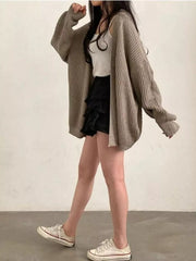 Open-Front Oversized Knit Cardigan