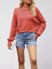 Round-Neck Drop-Shoulder Sweater