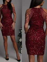 Sequin Embellished Bodycon Mini Dress - Plus Size