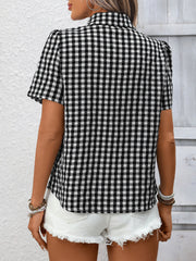 Plaid Button-Up Short-Sleeve Shirt