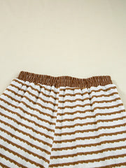 Stripe Collared Top and Drawstring Pant Set