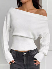 One-Shoulder Cropped Sweater