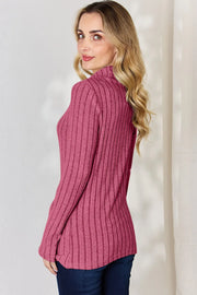 Ribbed Mock-Neck Long-Sleeve Tee - Plus Size