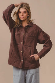 BiBi Quilted Wrinkle Gauze Long-Sleeve Shacket
