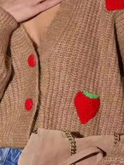 Strawberry Button-Down Cardigan