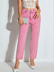 High-Waist Wash Straight-Leg Jeans