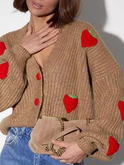 Strawberry Button-Down Cardigan