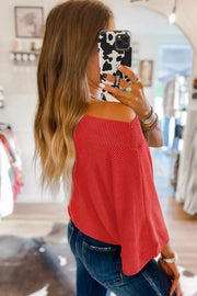 Rib-Knit Off-Shoulder Blouse